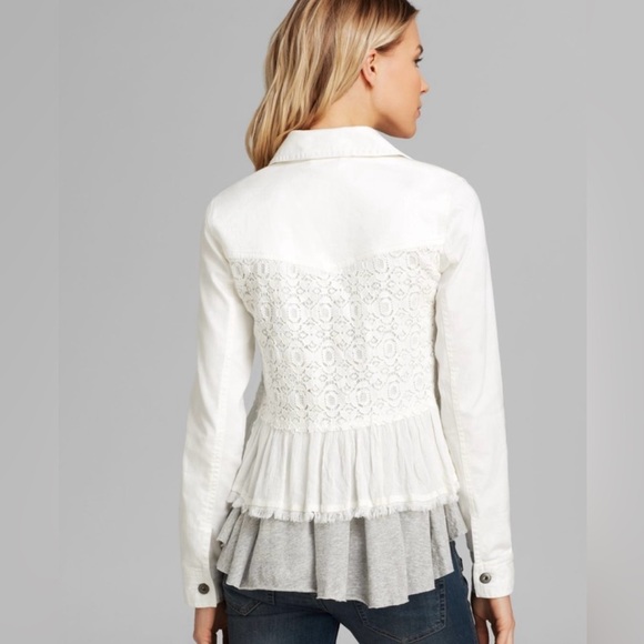 Baccini Denim and Lace White Western Jacket - Picture 2 of 16